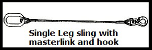 Single leg wire rope sling with masterlink & hook